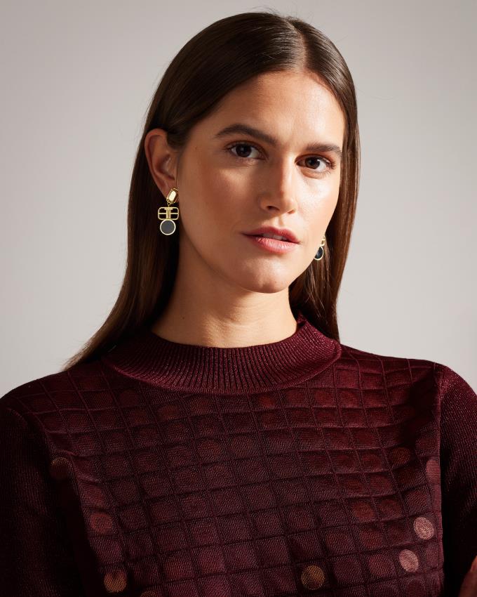 Pull Ted Baker Knitted With Metallic Spot Design Bordeaux Femme | AGF-47136835